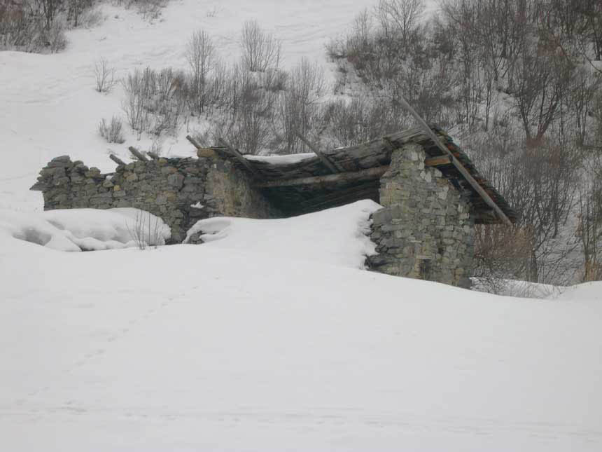 old house in snow